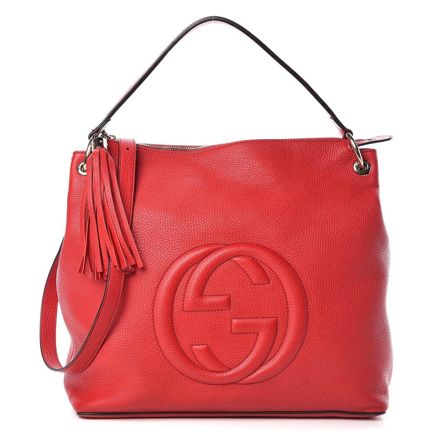 Gucci Pebbled Calfskin Large Soho Hobo Tabasco Red 1 of 9