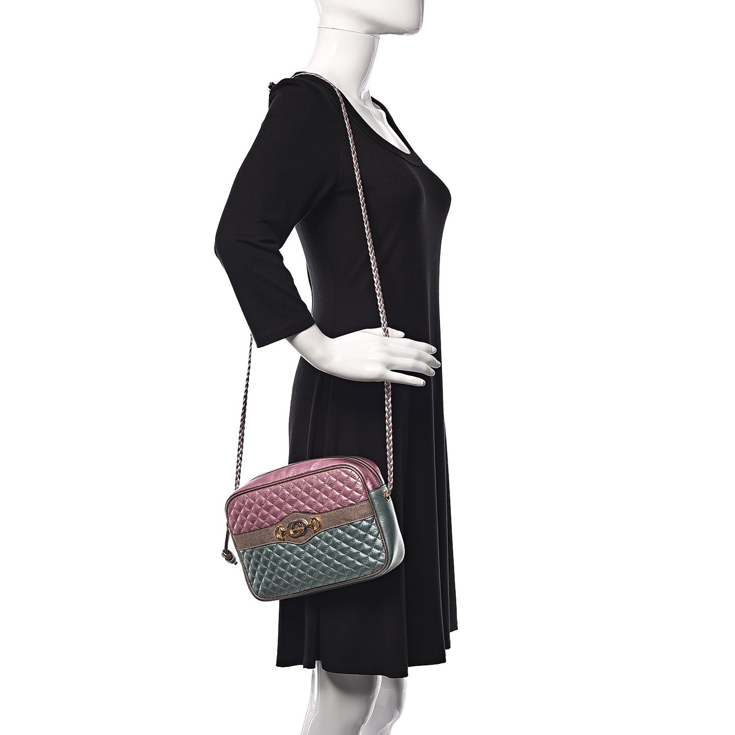 Laminated Nappa Trapuntata Small Zumi Shoulder Bag Rosa Lago Rame