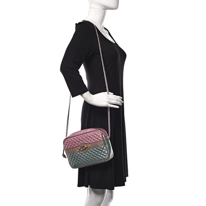Gucci Laminated Nappa Trapuntata Small Zumi Shoulder Bag Rosa Lago Rame 2 of 10