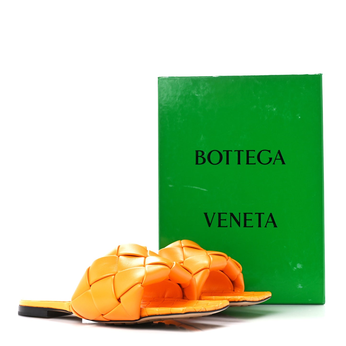 Nappa Maxi Intrecciato Lido Flat Sandals 40 Tangerine