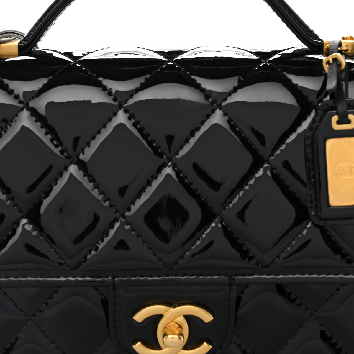 Chanel Patent Quilted Small School Memory Top Handle Flap Black 8 of 10