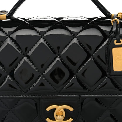 Chanel Patent Quilted Small School Memory Top Handle Flap Black 8 of 10