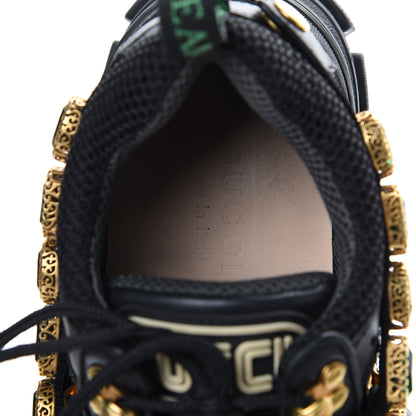 Gucci X SEGA Mesh Suede Calfskin Removable Crystals Womens Flashtrek Sneakers 39 Black Silver 7 of 12
