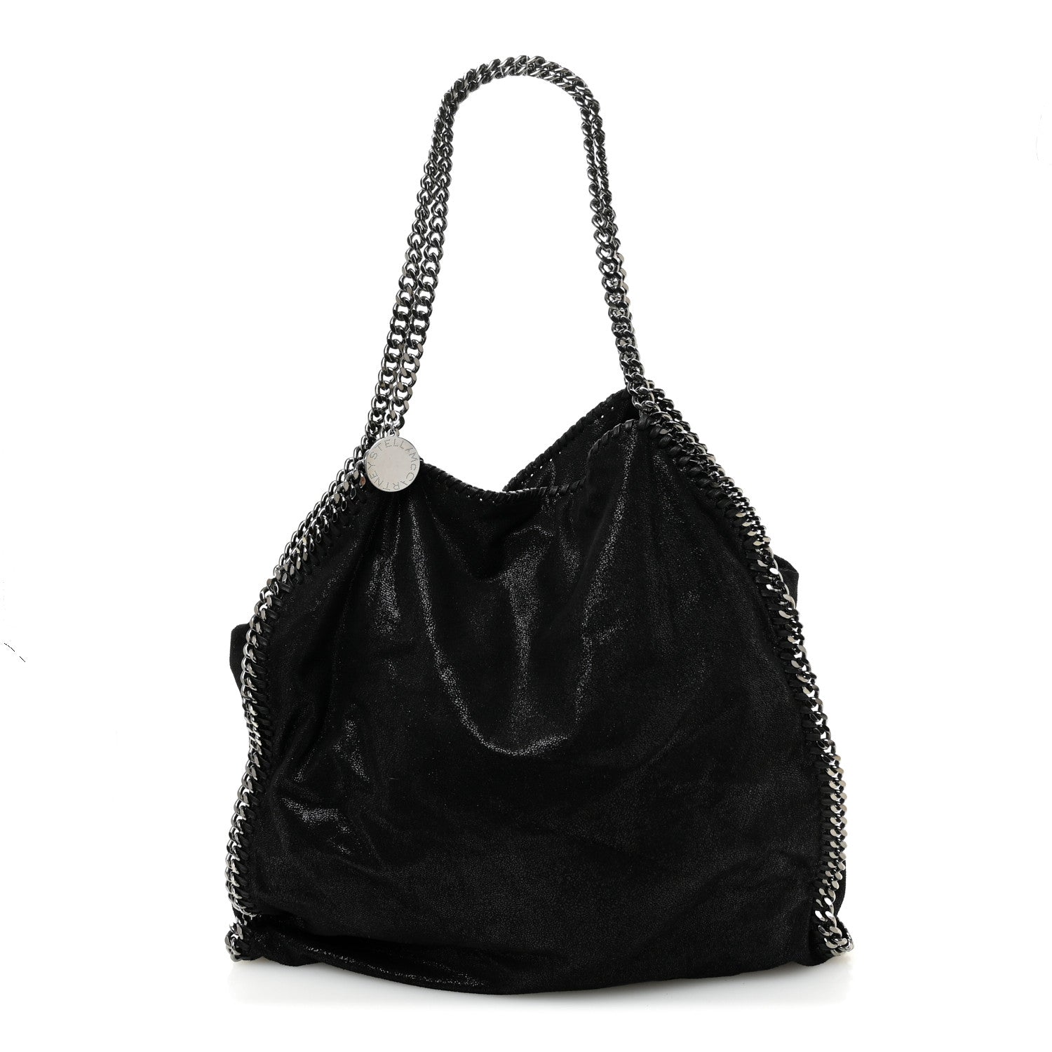 Stella McCartney Metallic Shaggy Deer Falabella Fold Over Tote  Black 1 of 11