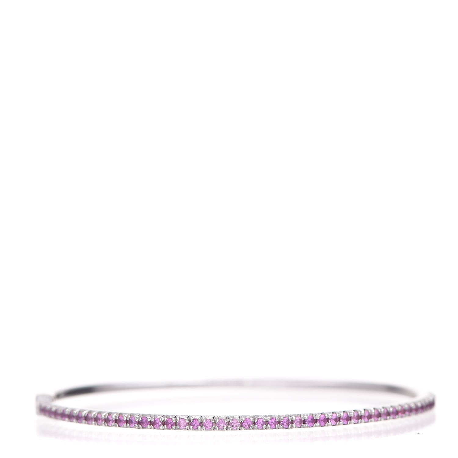 Tiffany 18K White Gold Pink Sapphire Metro Hinged Bangle M 1 of 5