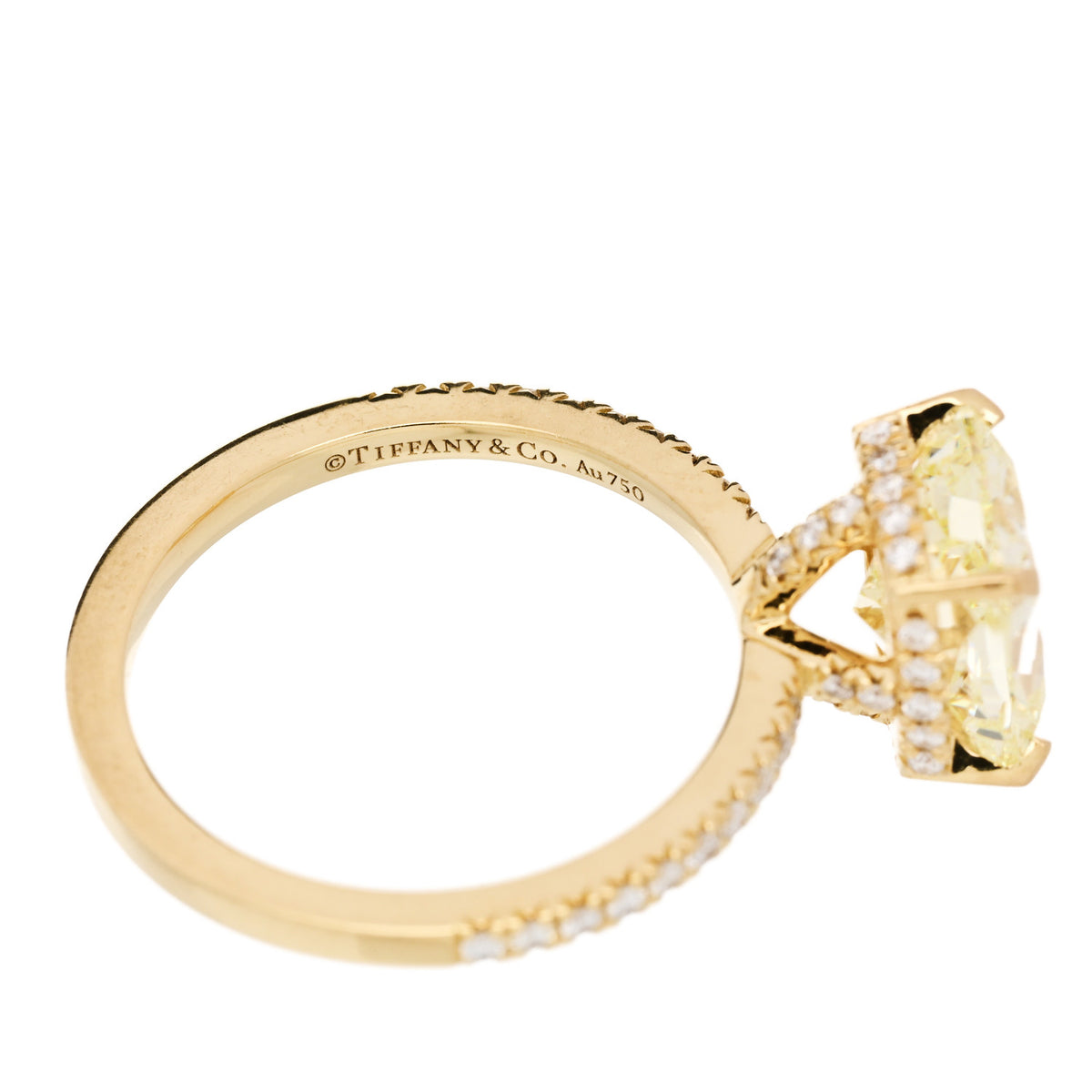 18K Yellow Gold Fancy Yellow Diamond 2.85ct Novo Cushion Cut Engagement Ring 50 5.5