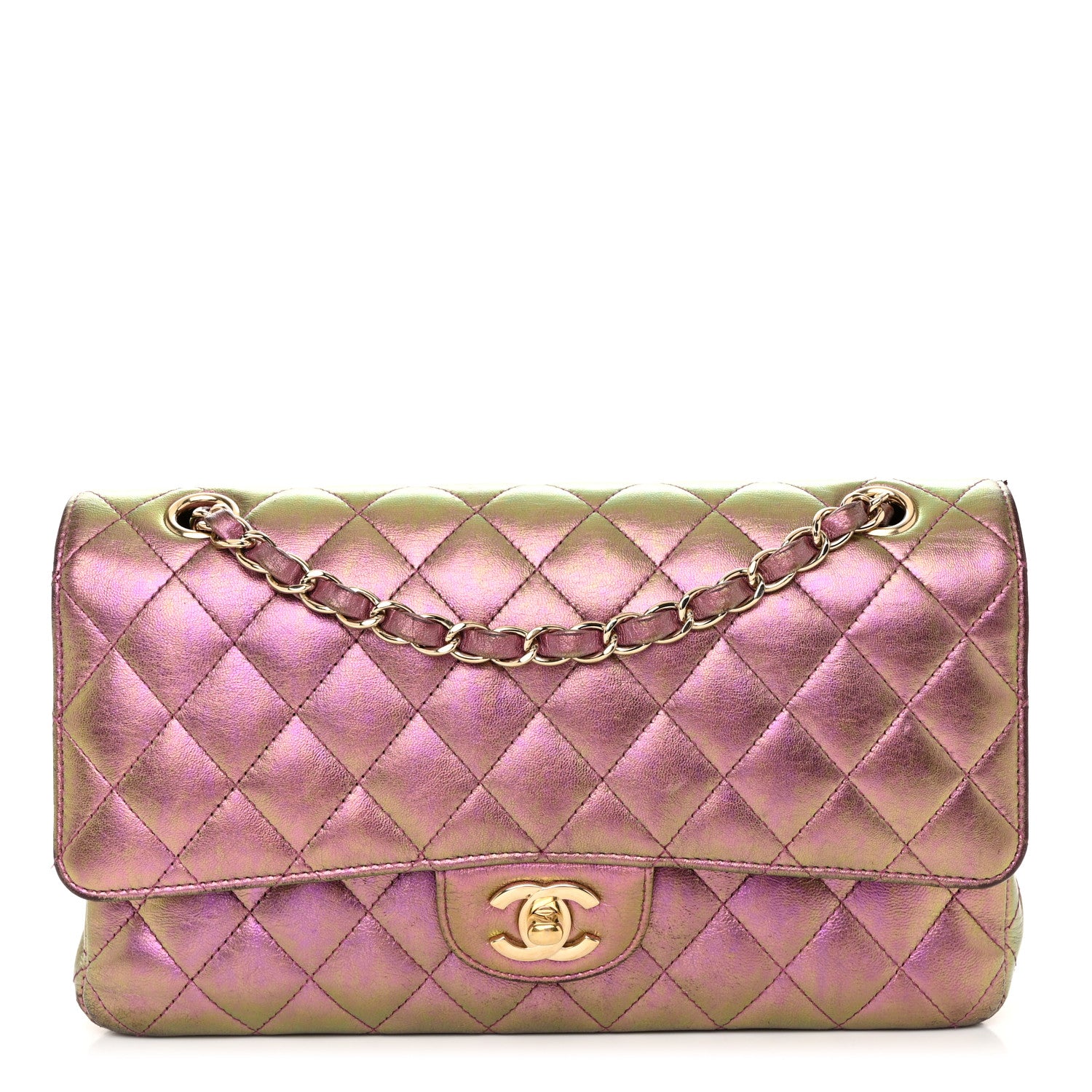 Chanel Iridescent Lambskin Quilted Medium Double Flap Purple 1 of 14
