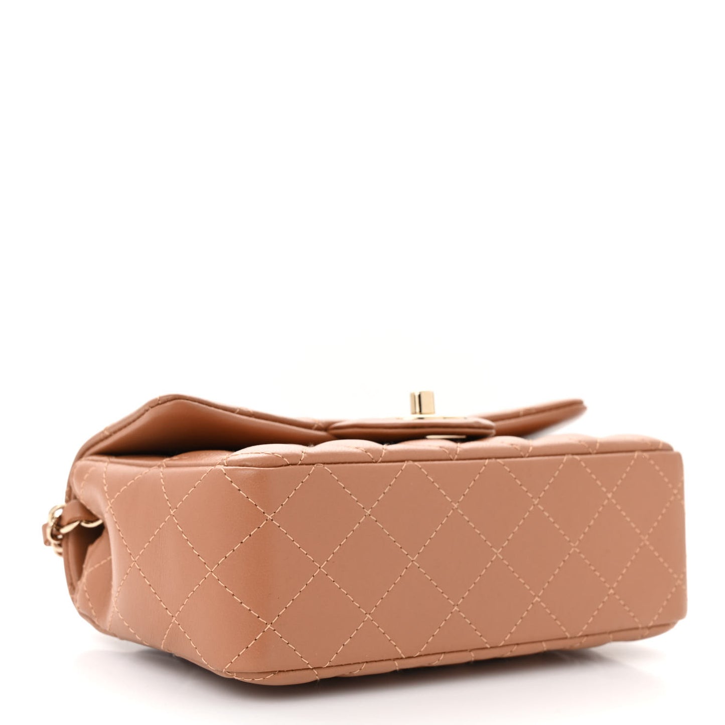 Lambskin Quilted Mini Rectangular Flap Brown