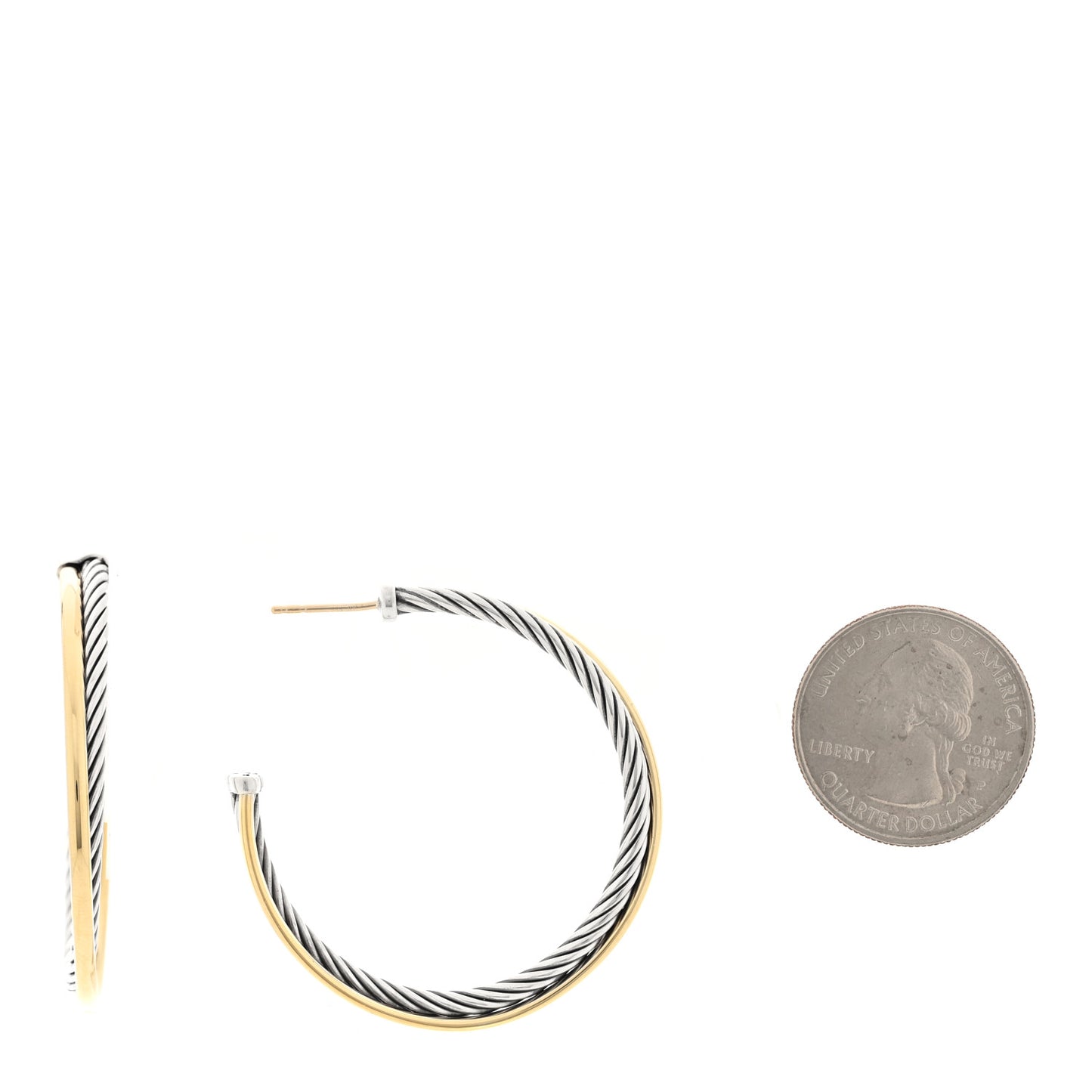 Sterling Silver 18K Yellow Gold 44mm Extra Large Crossover Cable Hoop Earrings