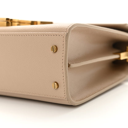 Saint Laurent Grain de Poudre Mini Classic Monogram Cassandra Top Handle Beige 10 of 13