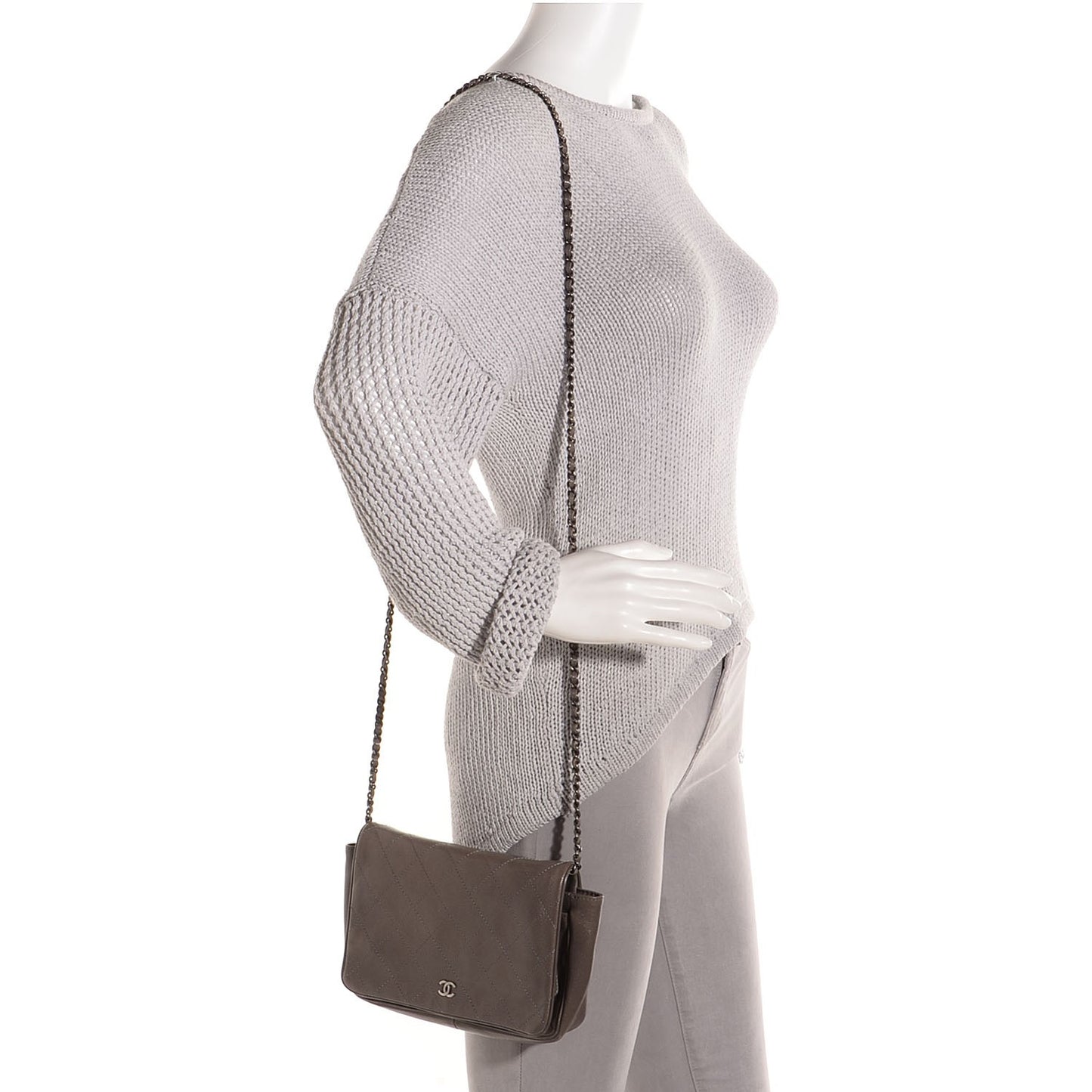 Lambskin Small Crossbody Flap Grey