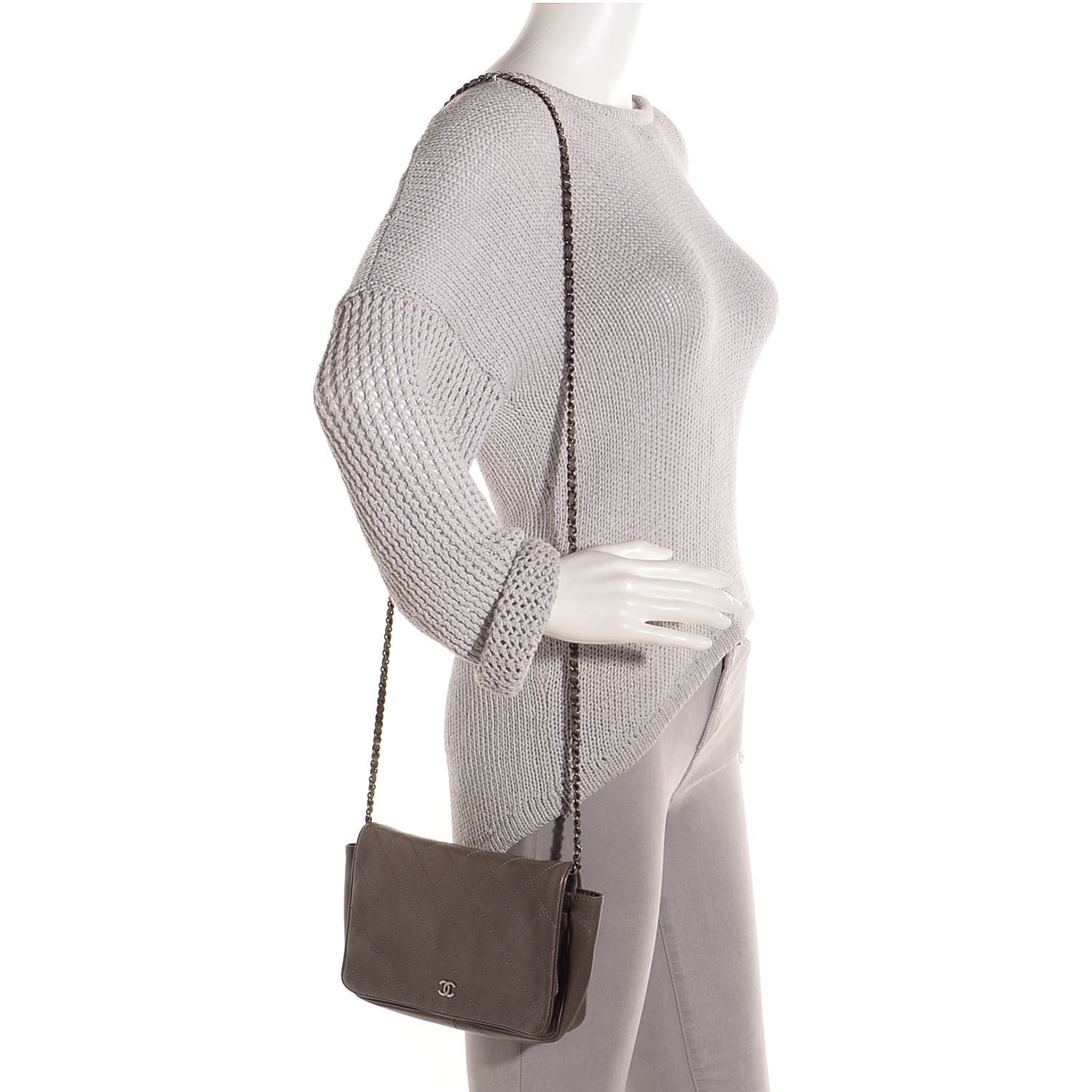 Chanel Lambskin Small Crossbody Flap Grey 2 of 10