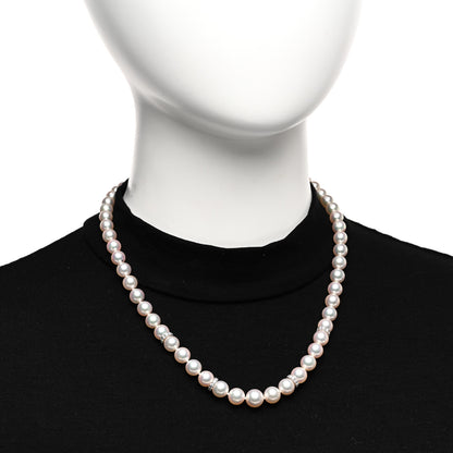 Mikimoto 18K White Gold Diamond Akoya Pearl 7-7.5mm Strand Rondelle Necklace 2 of 4