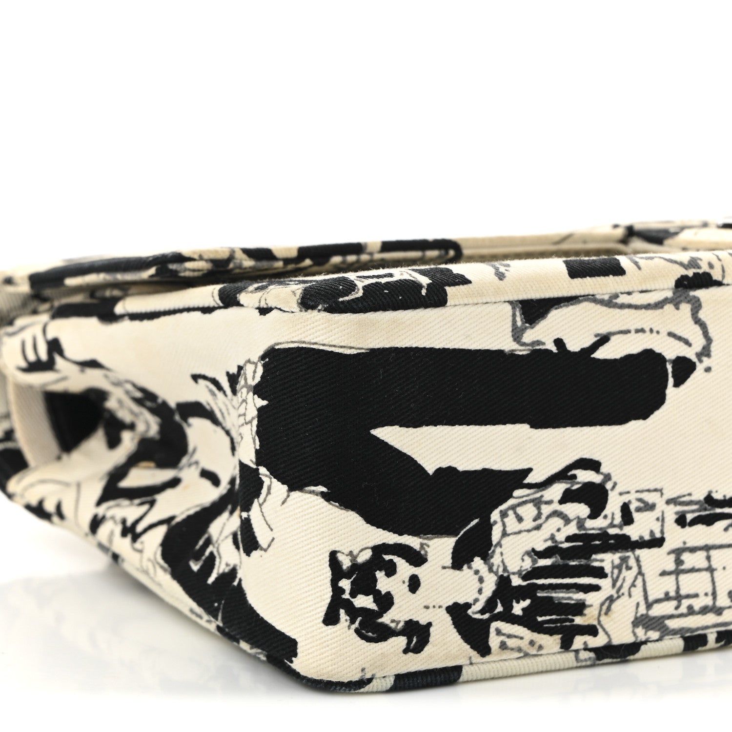 Chanel Canvas Coco Icons Medium Double Flap Black White 9 of 13