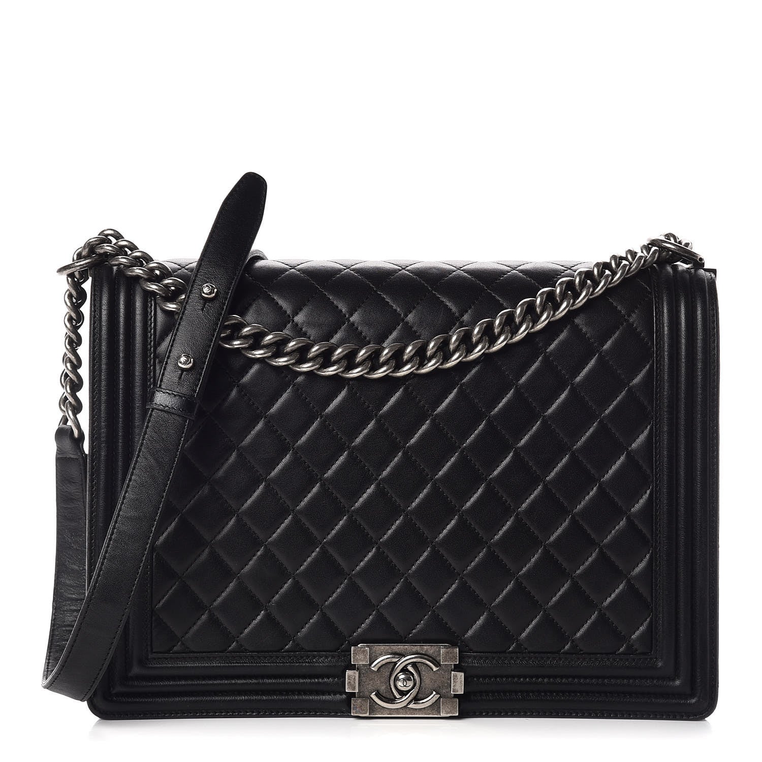 Chanel Lambskin Quilted Large Boy Flap Black 1 of 9
