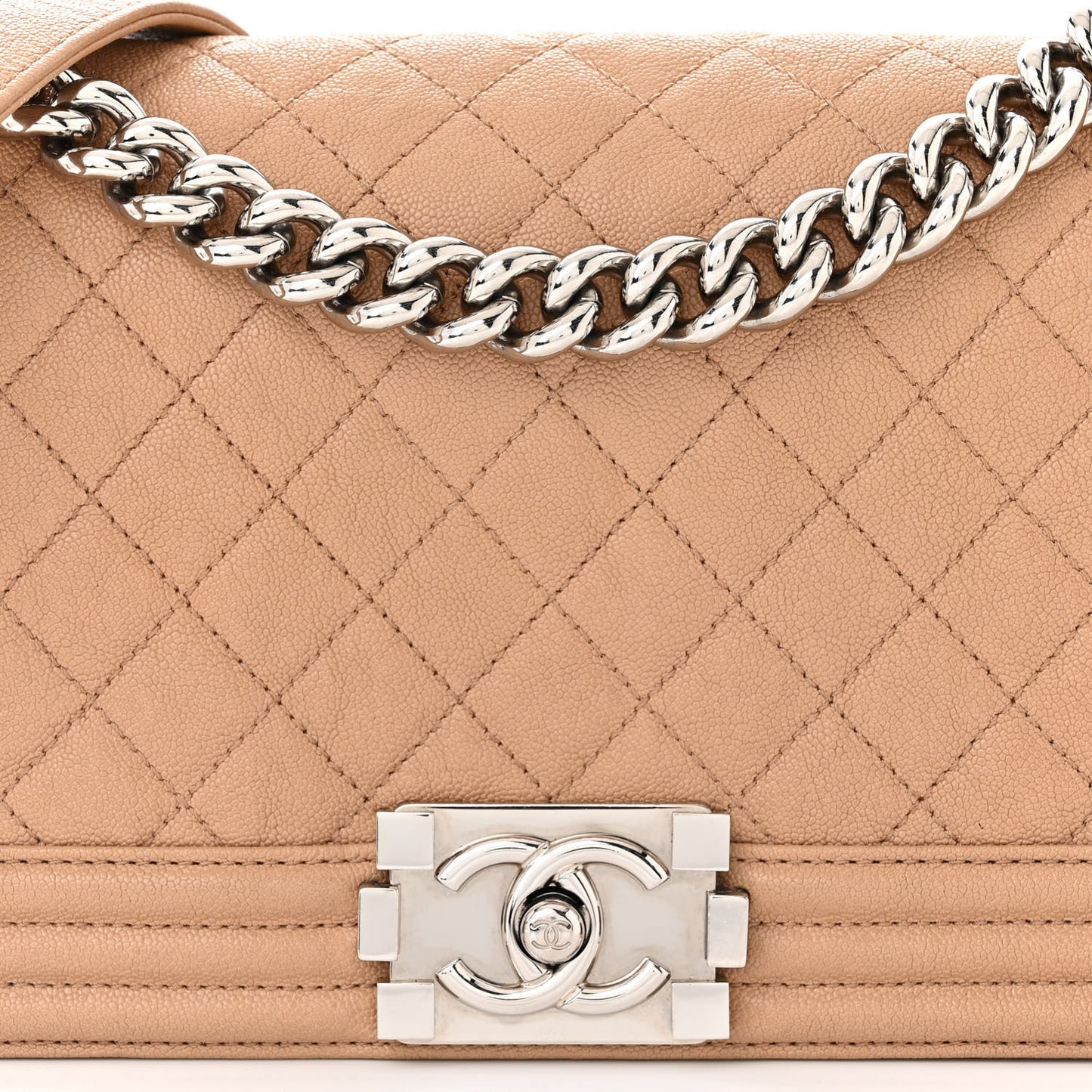 Caviar Quilted Medium Boy Flap Beige