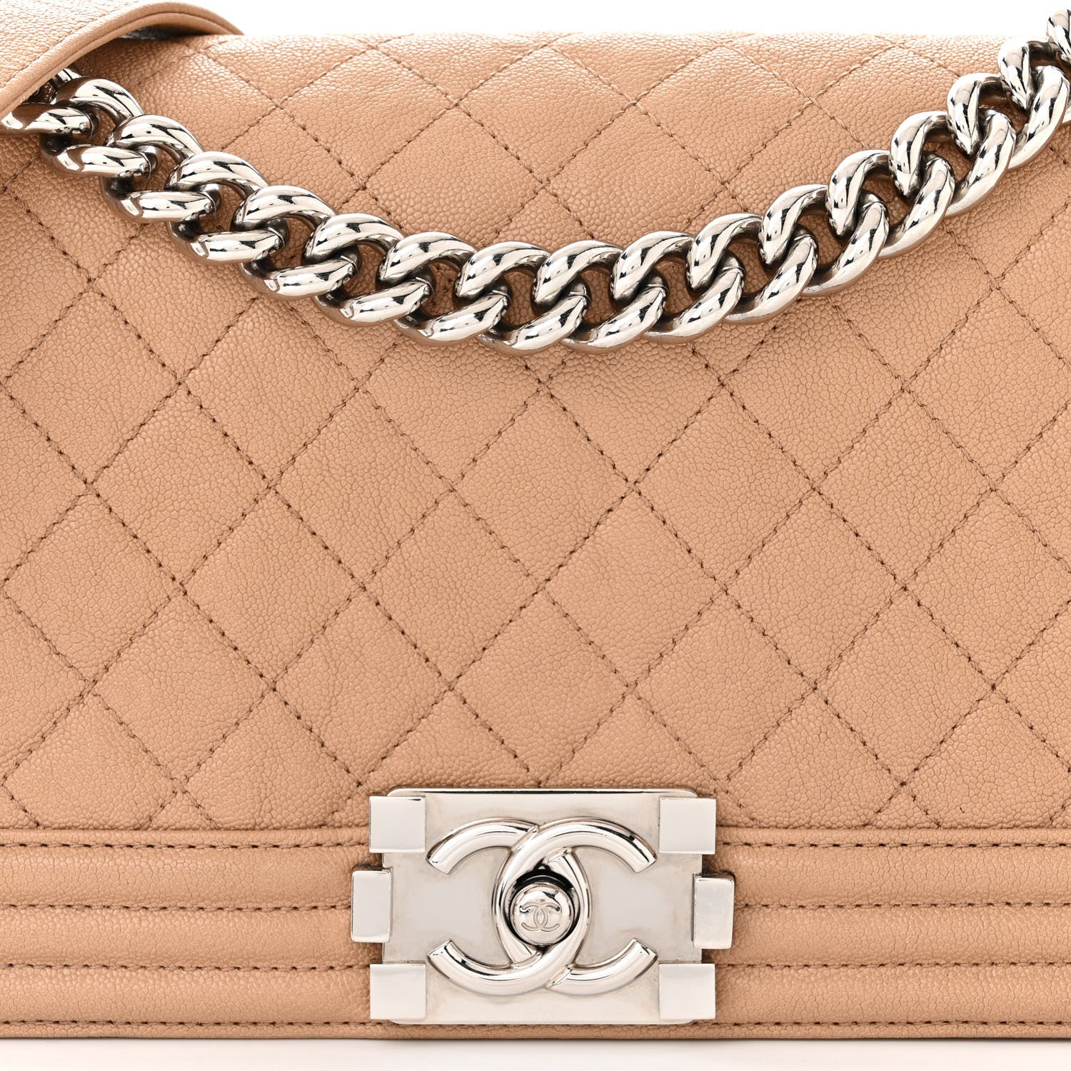 Chanel Caviar Quilted Medium Boy Flap Beige 8 of 14