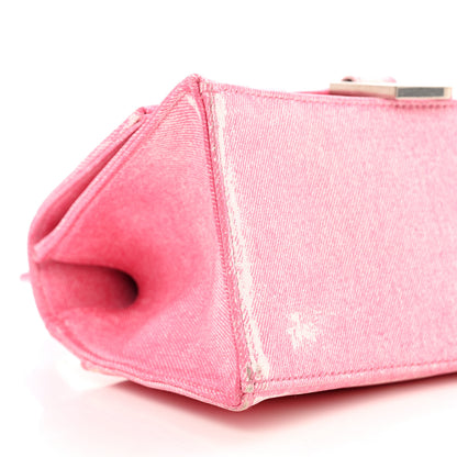 Balenciaga Nappa Denim Printed Small Hourglass Top Handle Bag Denim Pink 8 of 9