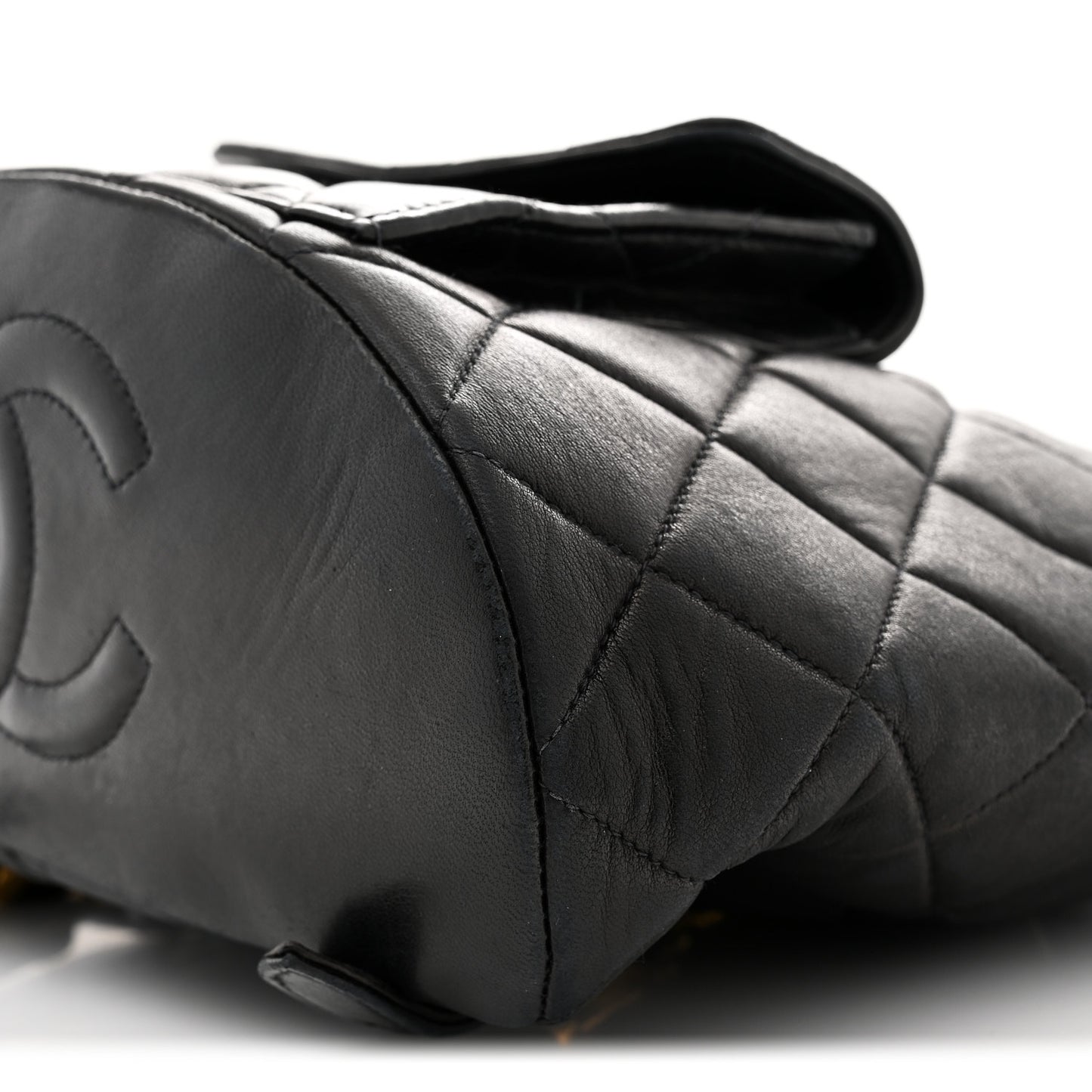 Lambskin Quilted Drawstring Backpack Black Black