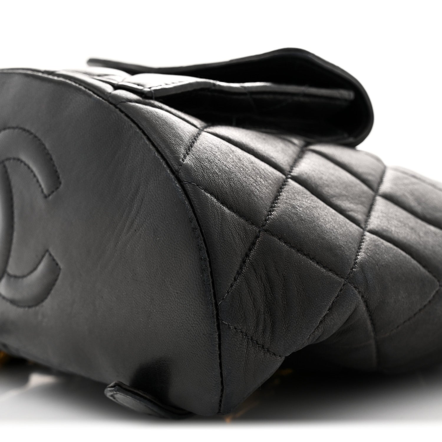 Chanel Lambskin Quilted Drawstring Backpack Black Black 10 of 12