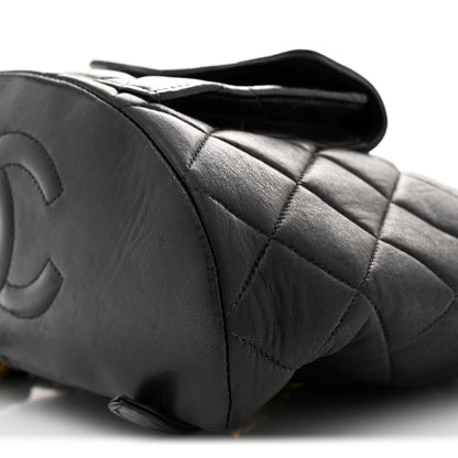 Chanel Lambskin Quilted Drawstring Backpack Black Black 10 of 12