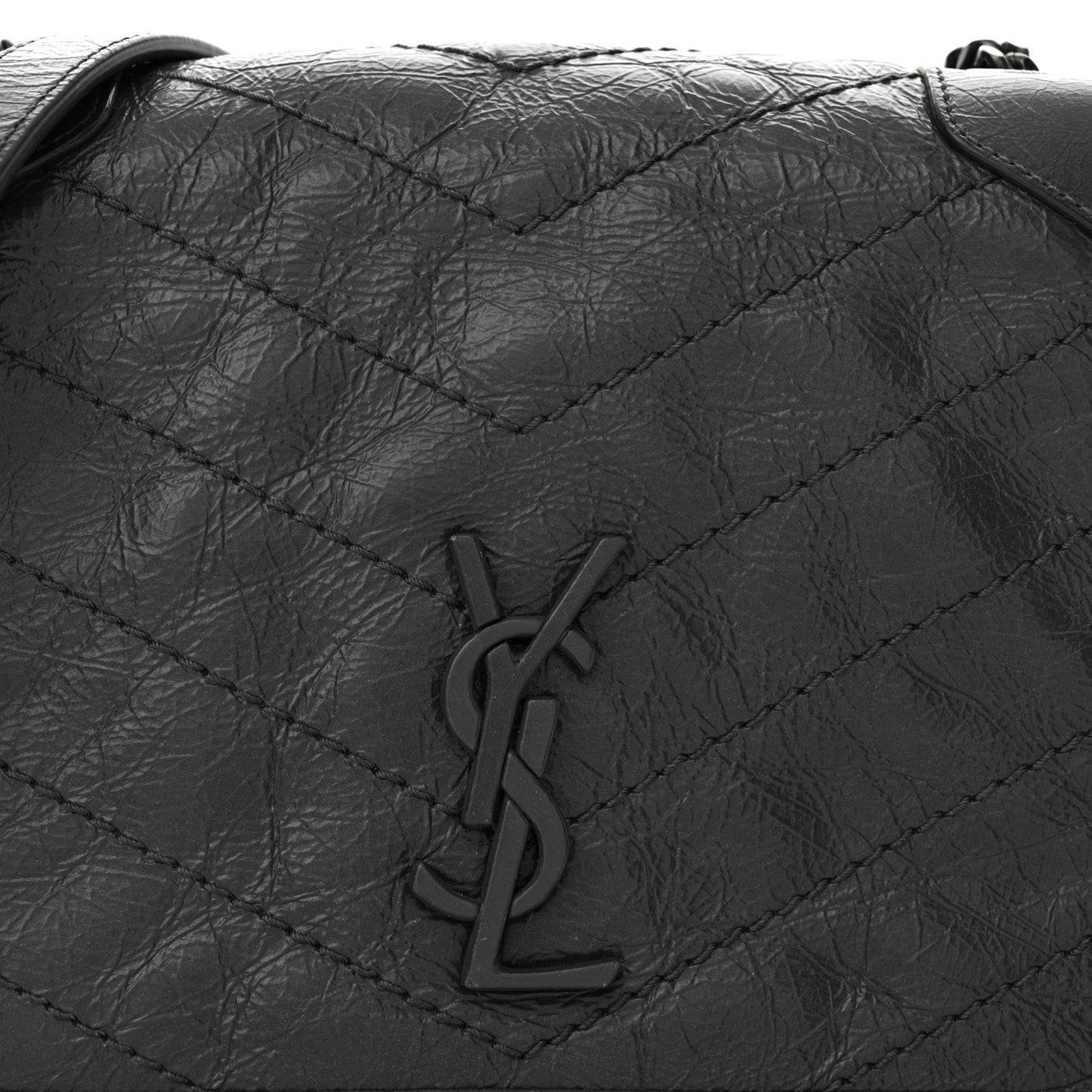 Crinkled Calfskin Matelasse Monogram Niki Chain Wallet Storm