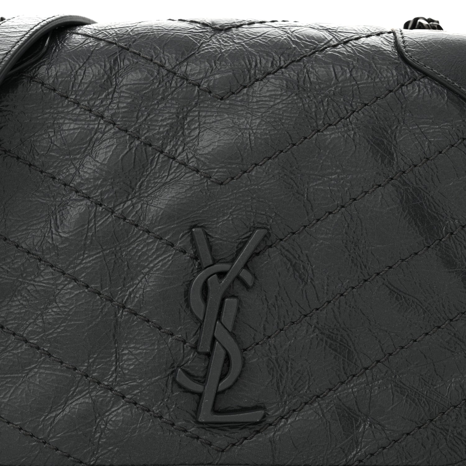 Saint Laurent Crinkled Calfskin Matelasse Monogram Niki Chain Wallet Storm 8 of 11