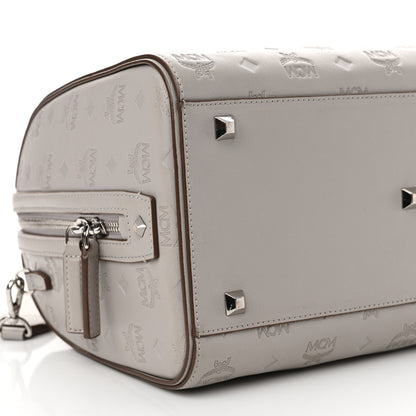 MCM Calfskin Ottomar Monogram Essential Boston Bag Dove 8 of 13