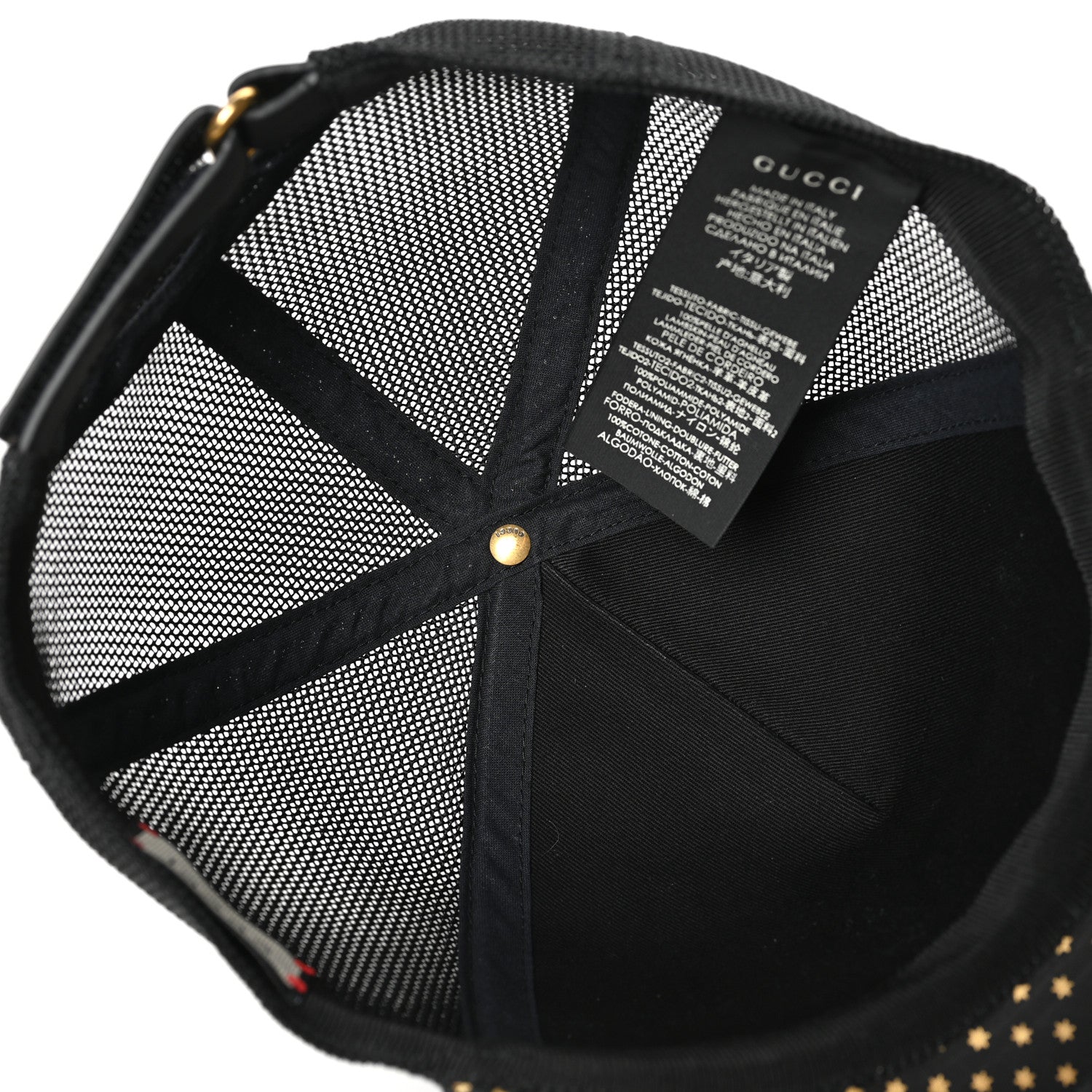Gucci X SEGA Calfskin GUCCY Stars Baseball Hat S Black Gold 6 of 8