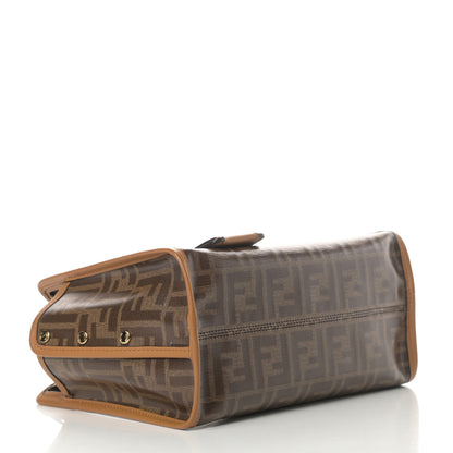 Fendi Glazed Fabric Vitello Century FF 1974 Stamp Patch Mini Peekaboo Defender Cover Mogano Panna Caramello 4 of 8