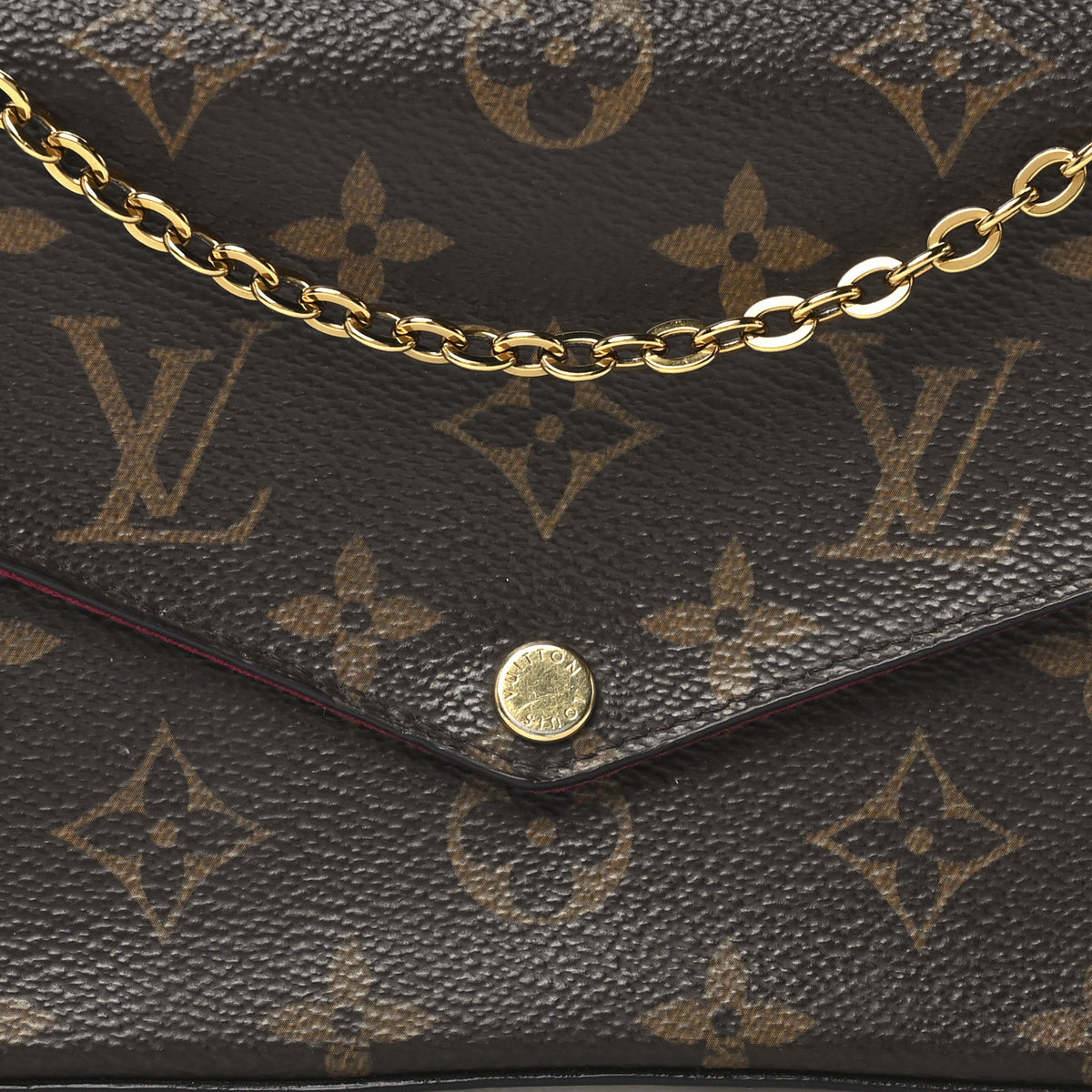 Monogram Pochette Felicie Chain Wallet Fuchsia