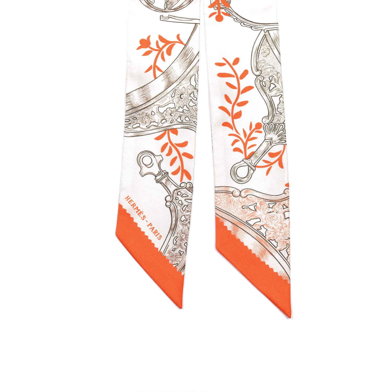 Hermes Silk Etriers Remix Twilly Verveine Orange Kaki 4 of 4