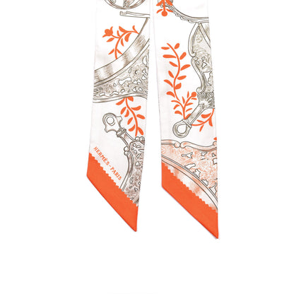 Hermes Silk Etriers Remix Twilly Verveine Orange Kaki 4 of 4