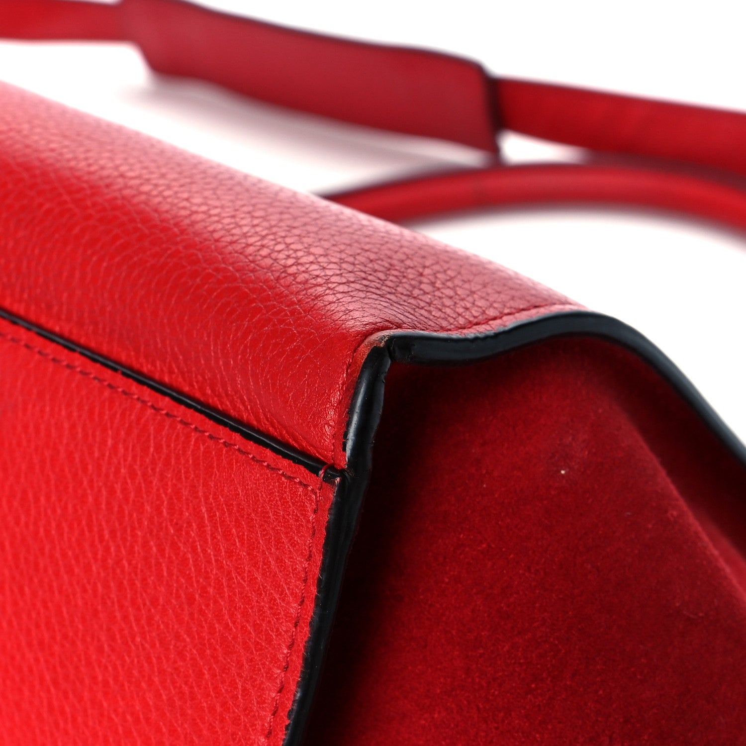 Celine Drummed Calfskin Suede Medium Trapeze Coquelicot 11 of 19