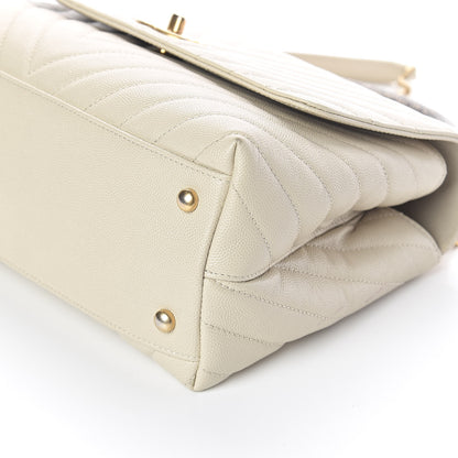 Chanel Caviar Lizard Chevron Quilted Small Coco Handle Flap Ivory 9 of 10