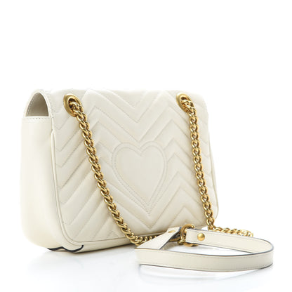 Gucci Calfskin Matelasse Small GG Marmont Shoulder Bag White 3 of 13