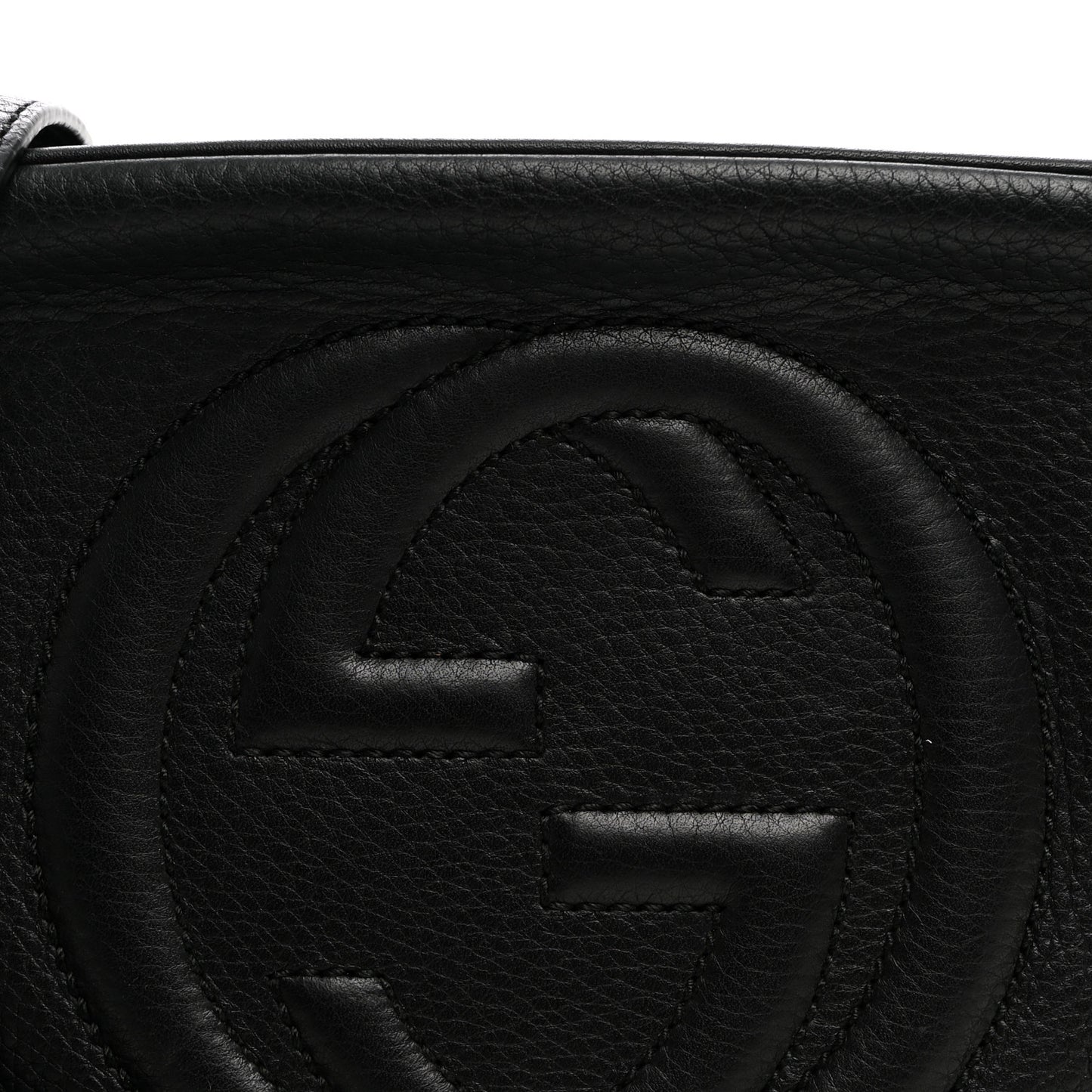 Pebbled Calfskin Small Soho Disco Bag Black