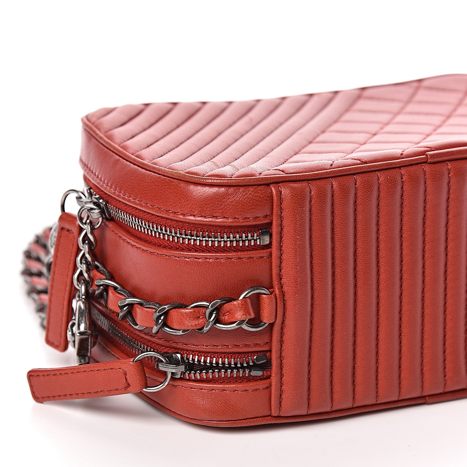 Chanel Lambskin Quilted Small Coco Boy Camera Case Red 9 of 11