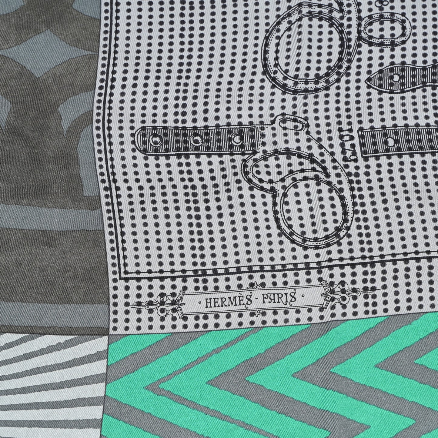 Silk Manufacture de Boucleries Scarf 90 Gris Noir Menthol