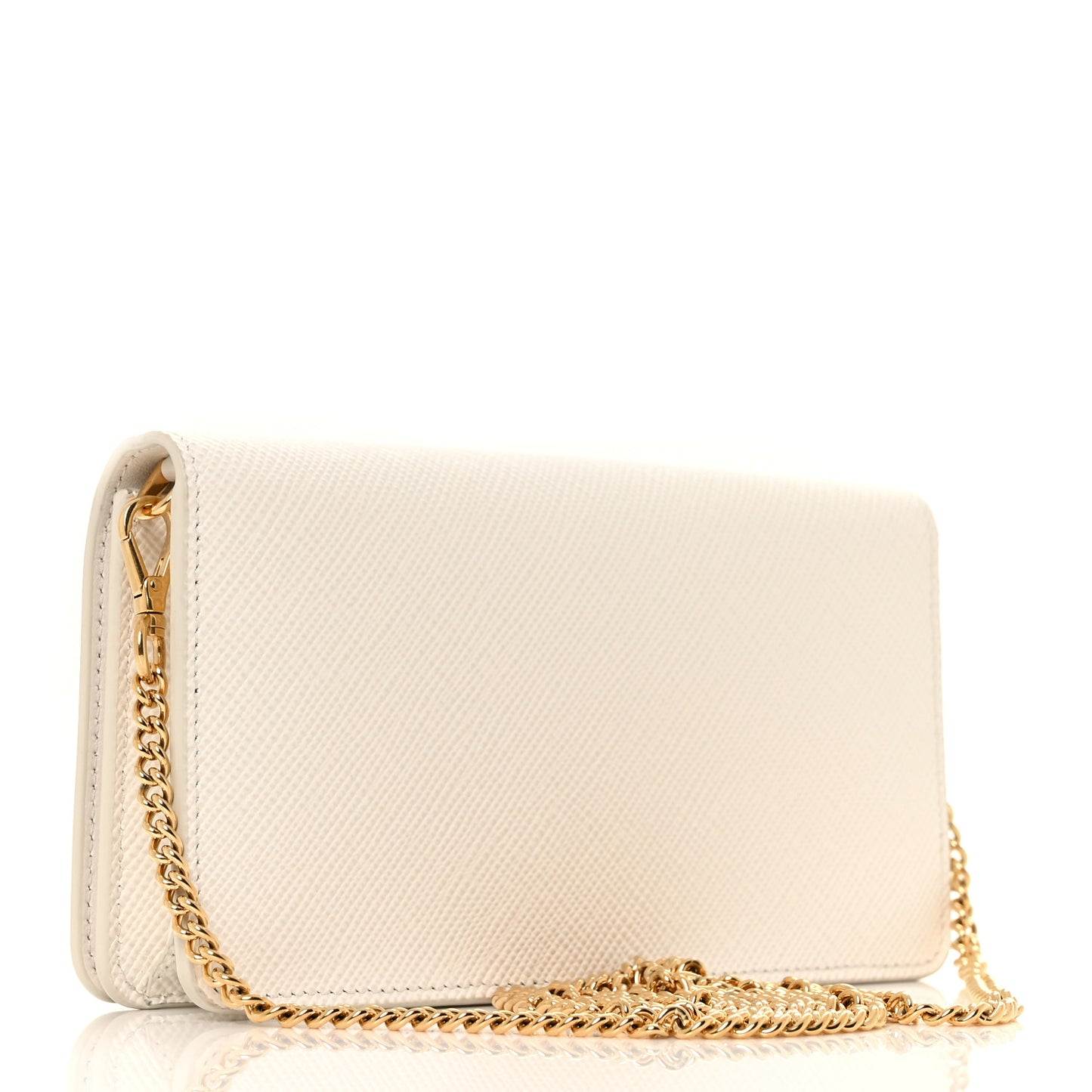 Saffiano Cuir Triangle Logo Miniborse White