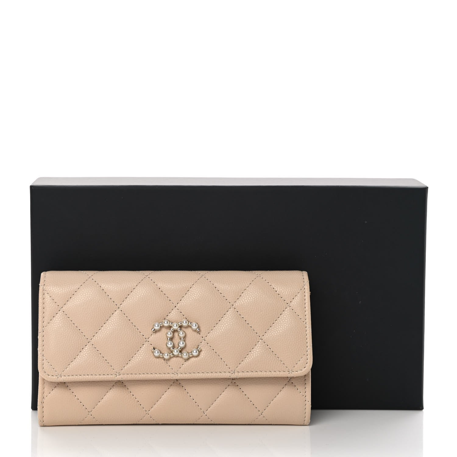 Chanel Caviar Pearl Quilted Coco Candy Wallet Beige 9 of 9