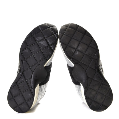 Chanel Glitter Stretch Fabric CC Sneakers 36.5 Black Silver 9 of 11