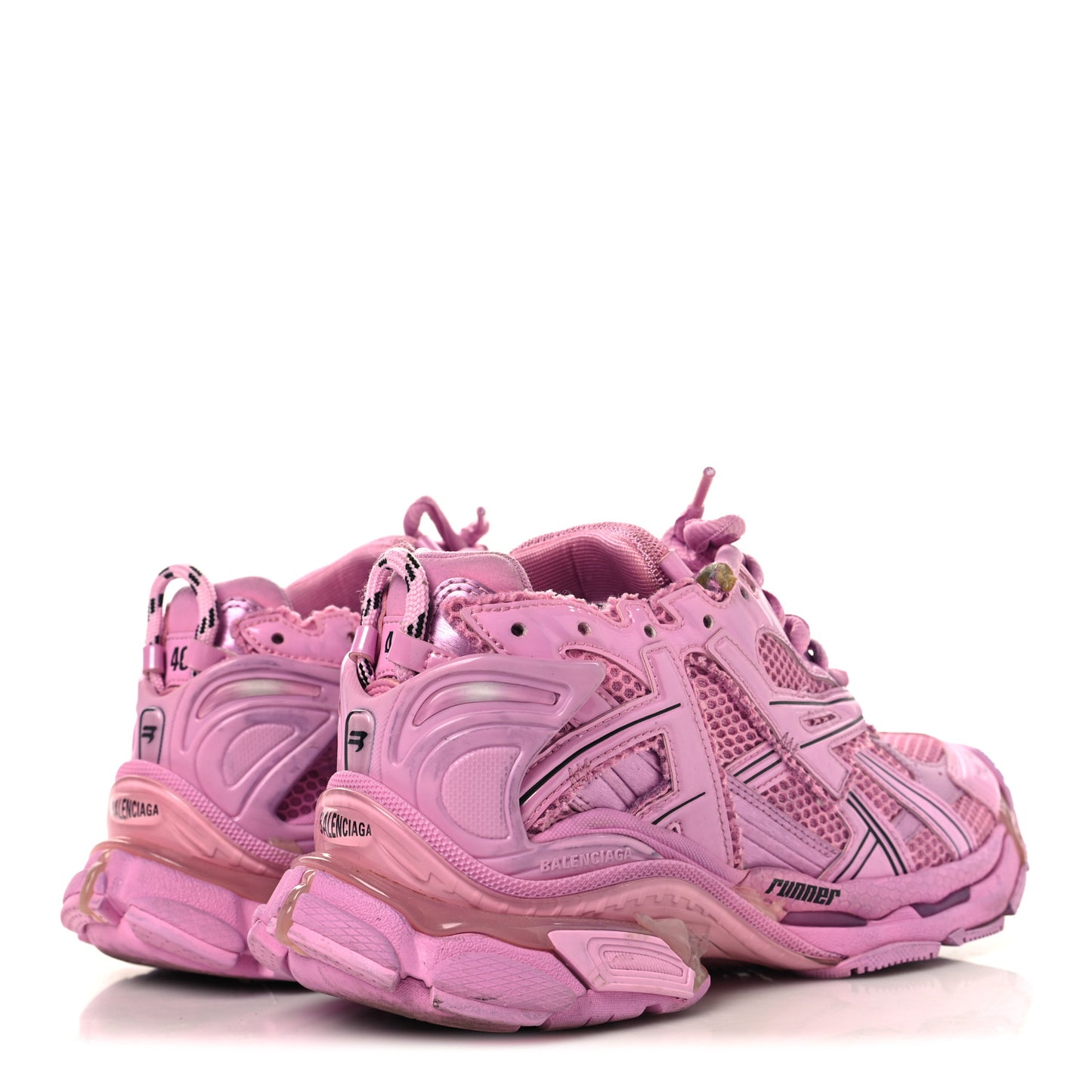 Mesh Rubber Distressed Womens Runner Sneakers 40 Pink
