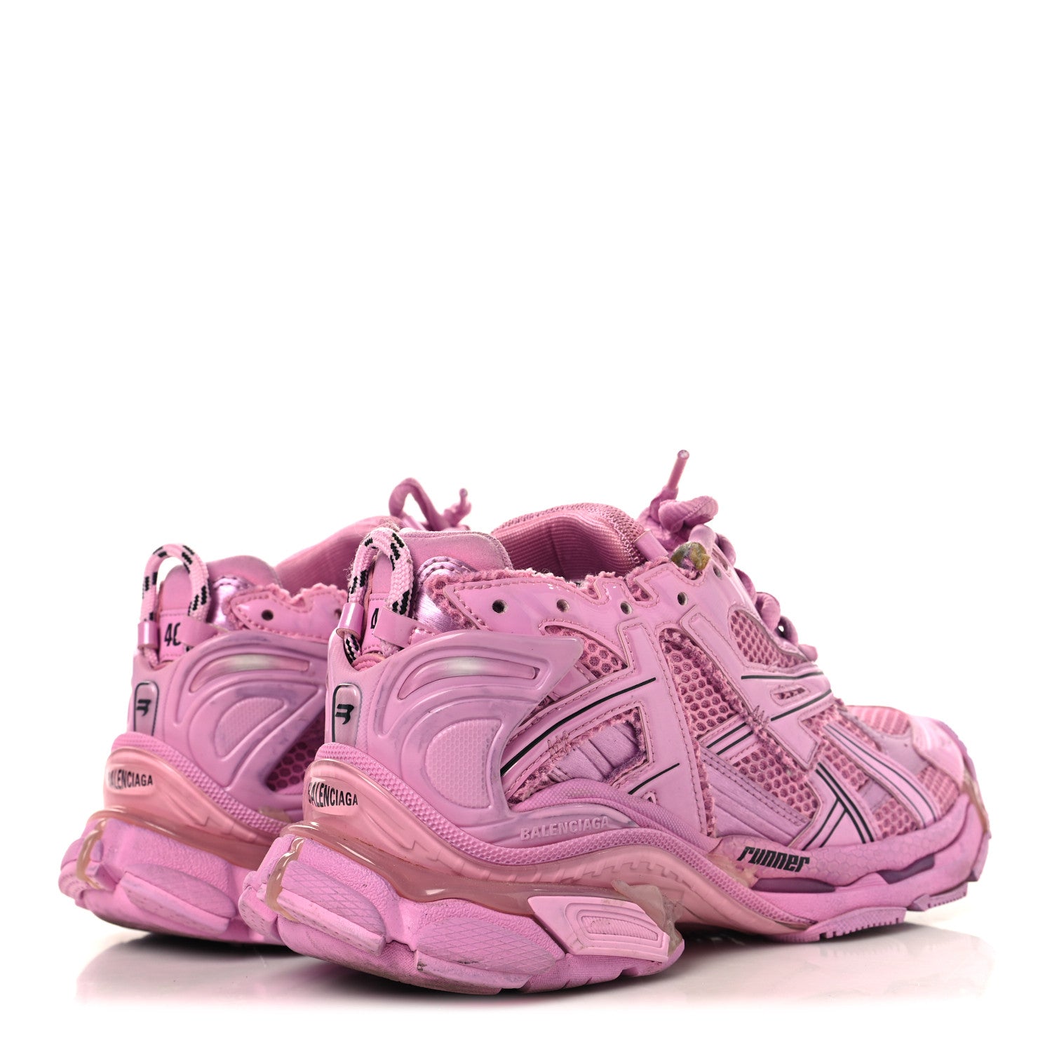 Balenciaga Mesh Rubber Distressed Womens Runner Sneakers 40 Pink 5 of 8
