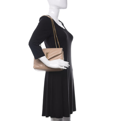 Saint Laurent Calfskin Y Quilted Monogram Small Loulou Chain Satchel Dark Beige 2 of 10