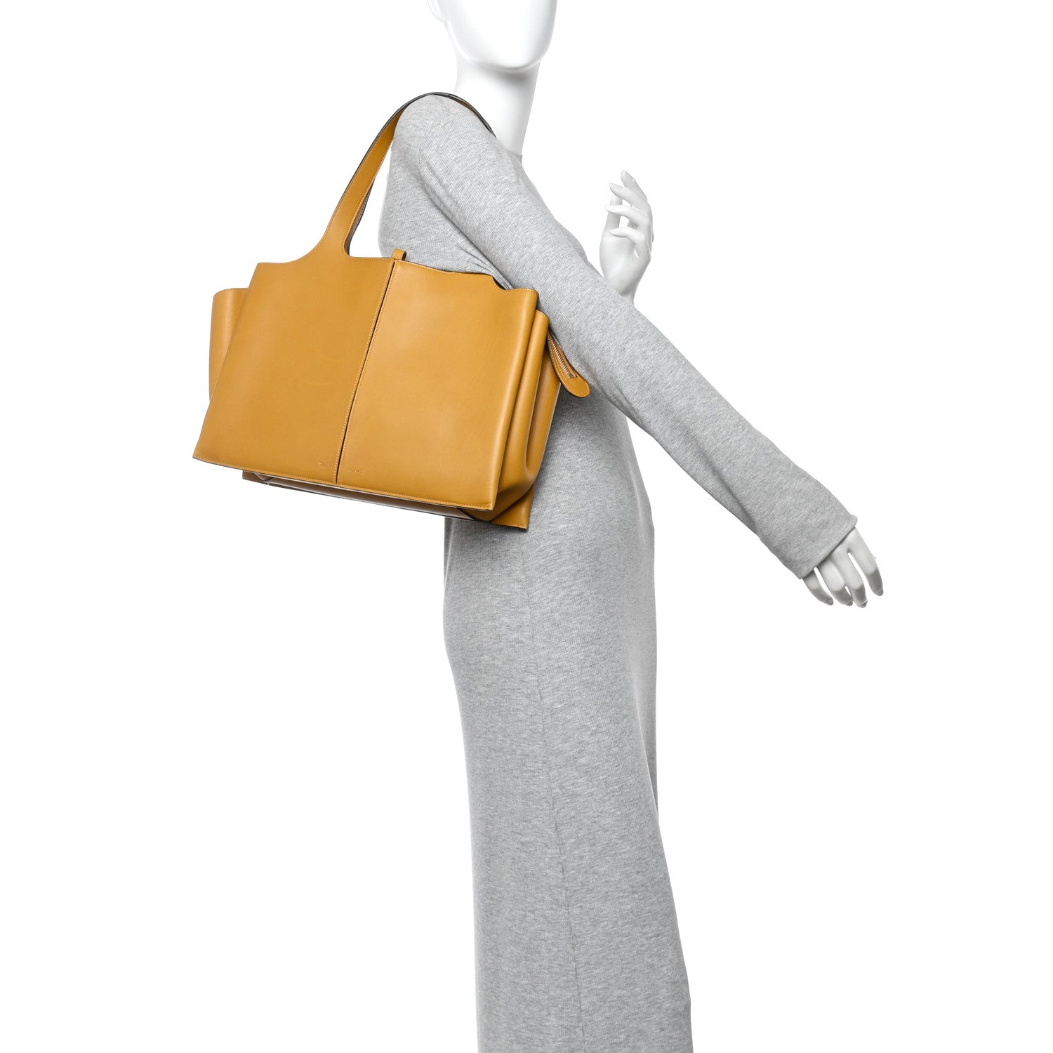 Celine Supple Natural Calfskin Medium Tri-Fold Bag Ocre 3 of 13