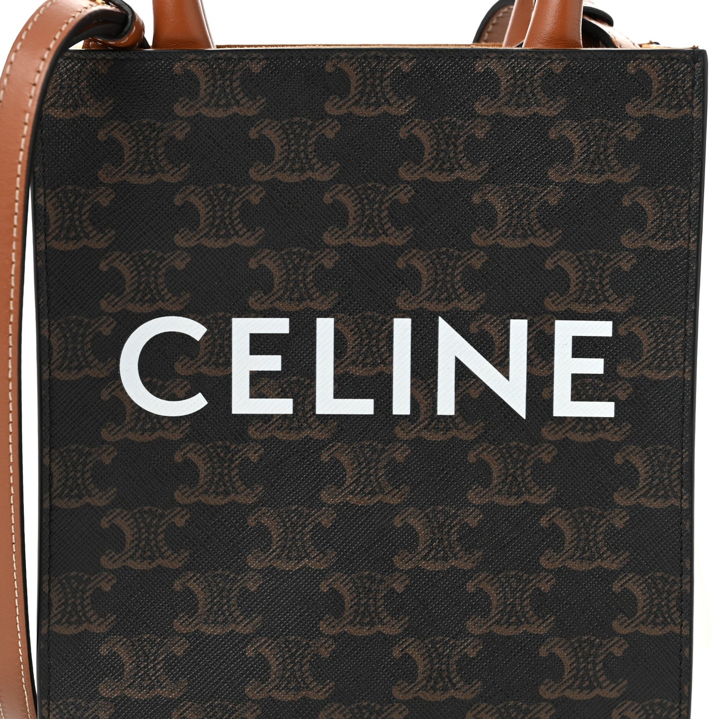 Triomphe Canvas Calfskin Mini Vertical Cabas Tan