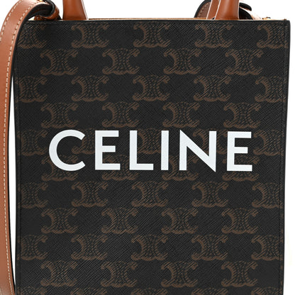 Celine Triomphe Canvas Calfskin Mini Vertical Cabas Tan 7 of 10