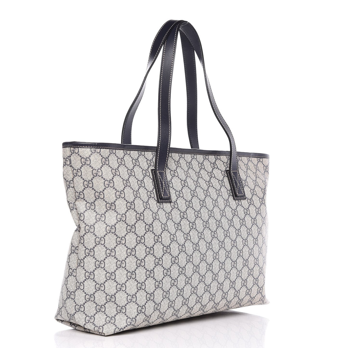 GG Supreme Monogram Medium Zippered Shopping Tote Navy