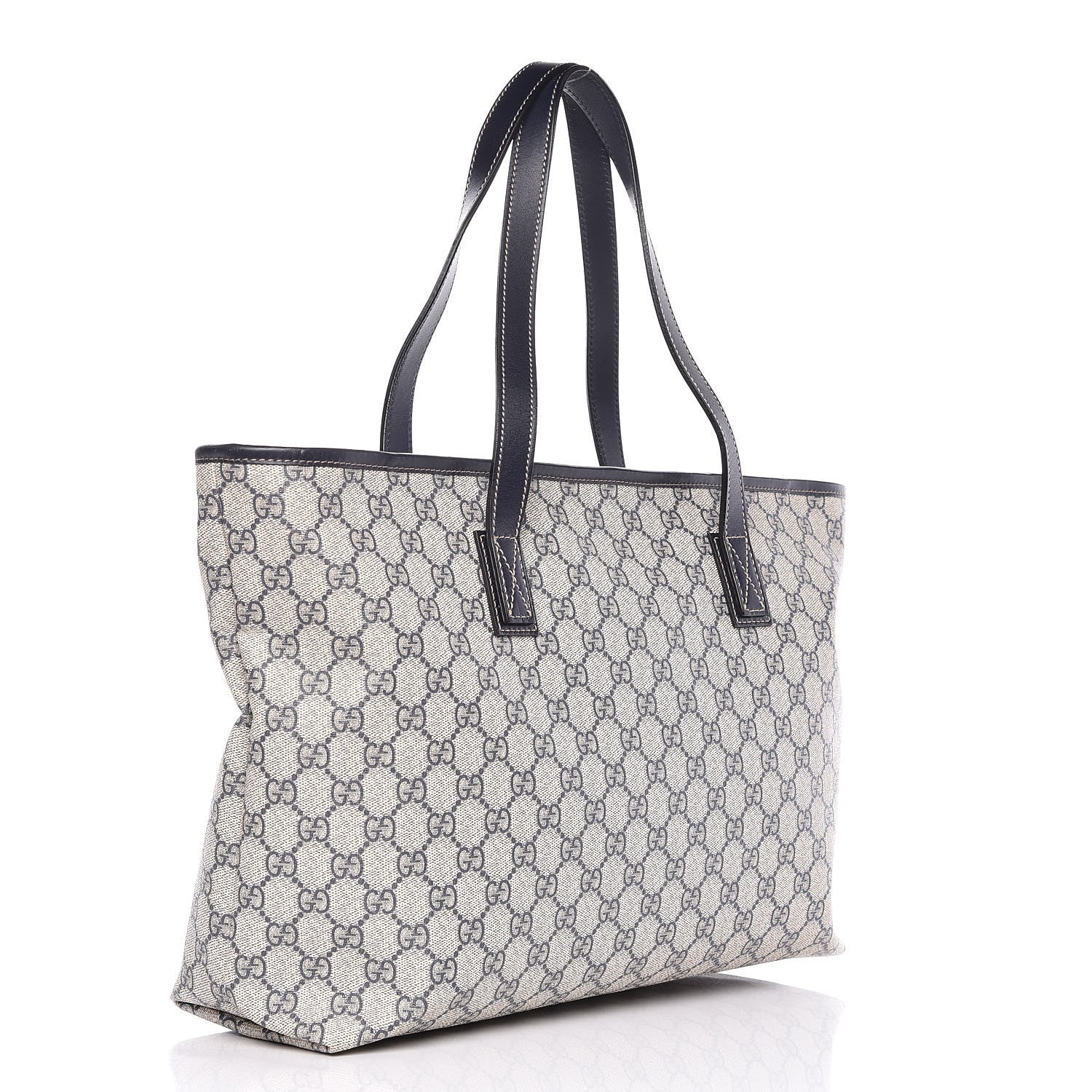 Gucci GG Supreme Monogram Medium Zippered Shopping Tote Navy 3 of 9